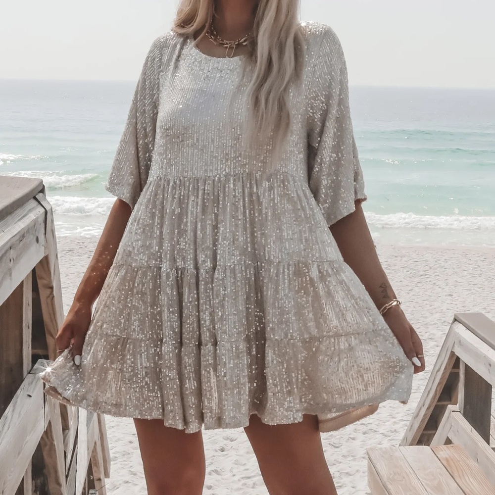 MY QUEEN SEQUIN BABY DOLL DRESS Amazing Lace - Picture 8 of 8